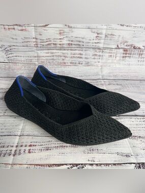 Rothy’s The Point Black Honeycomb Knit Pointed Toe Flats Women’s Size 7.5